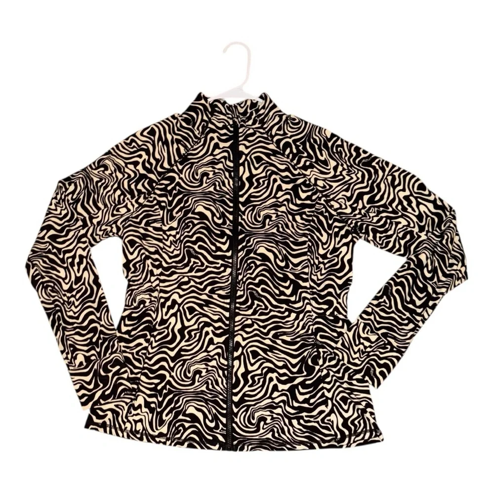 Fabletics XL Marbled Zebra Trinity Performance Activewear Zip Jacket w/ Pockets - Picture 15 of 16